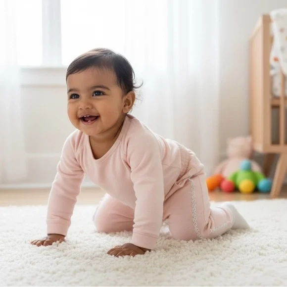 CHLOE Eyelet Trim Joggers Pink 12M - Picture 2 of 6